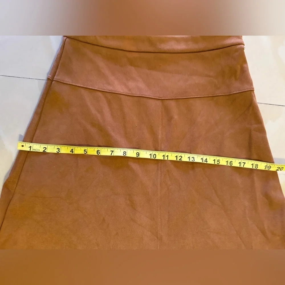 Girls Faux Suede kid chick Skirt brown zipper winter zipper 18 Y winter